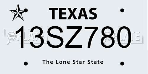 13SZ780 Texas License Plate