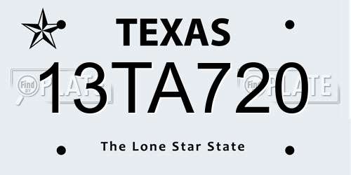 13TA720 Texas License Plate