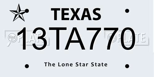 13TA770 Texas License Plate