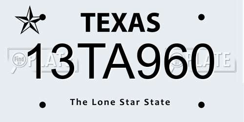 13TA960 Texas License Plate