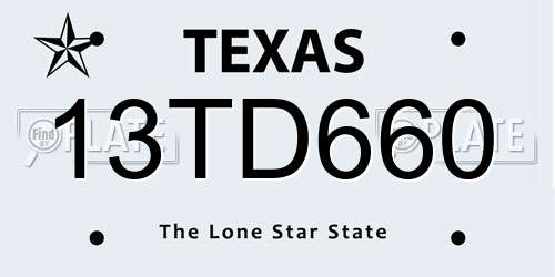 13TD660 Texas License Plate