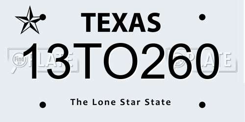 13TO260 Texas License Plate