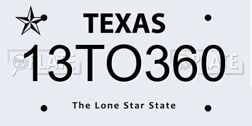 13TO360 Texas License Plate