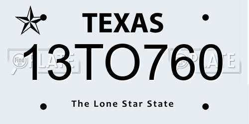 13TO760 Texas License Plate