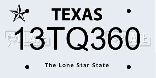 13TQ360 Texas License Plate