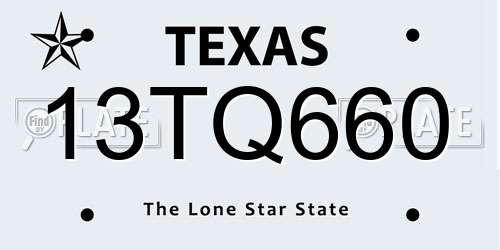 13TQ660 Texas License Plate