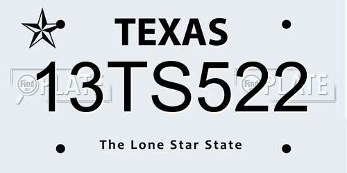 13TS522 Texas License Plate