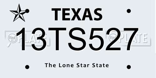 13TS527 Texas License Plate