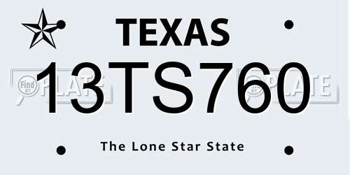 13TS760 Texas License Plate