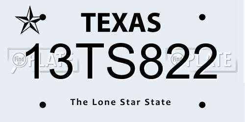 13TS822 Texas License Plate