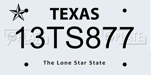 13TS877 Texas License Plate