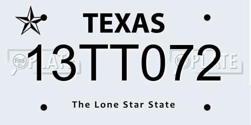 13TT072 Texas License Plate