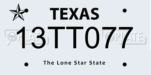 13TT077 Texas License Plate