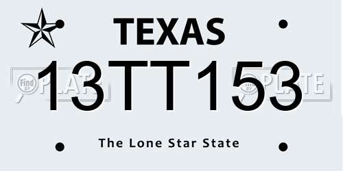 13TT153 Texas License Plate