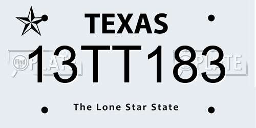 13TT183 Texas License Plate