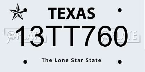 13TT760 Texas License Plate