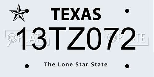 13TZ072 Texas License Plate