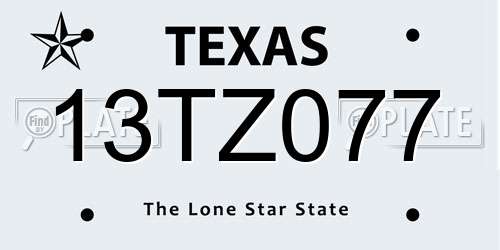 13TZ077 Texas License Plate