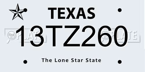 13TZ260 Texas License Plate
