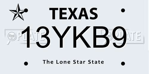 13YKB9 Texas License Plate