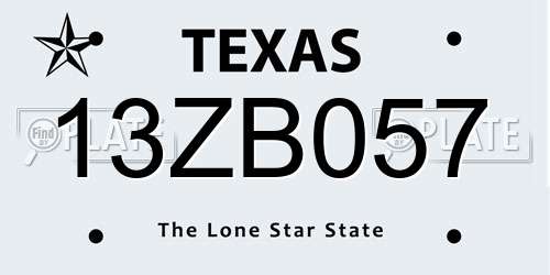 13ZB057 Texas License Plate