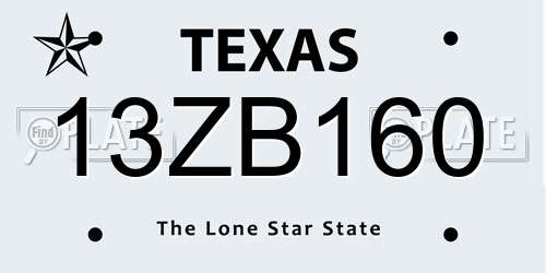 13ZB160 Texas License Plate