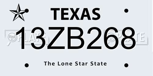 13ZB268 Texas License Plate
