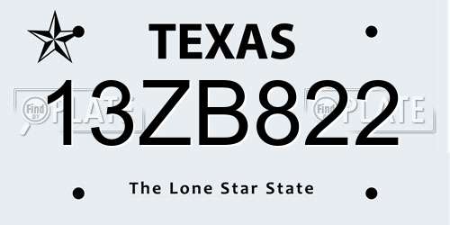 13ZB822 Texas License Plate