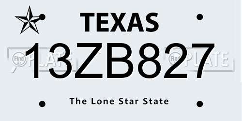 13ZB827 Texas License Plate
