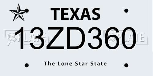 13ZD360 Texas License Plate