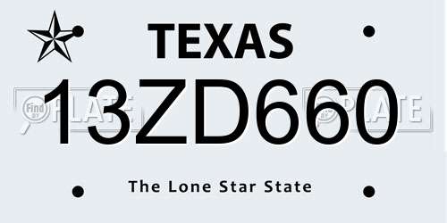 13ZD660 Texas License Plate