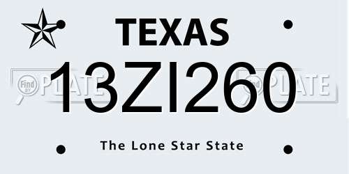 13ZI260 Texas License Plate