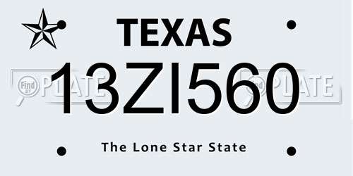 13ZI560 Texas License Plate