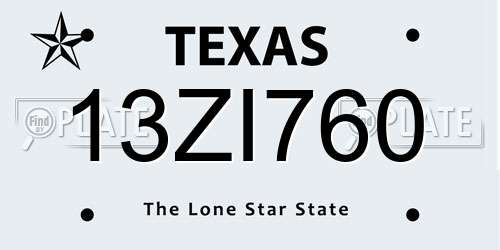 13ZI760 Texas License Plate
