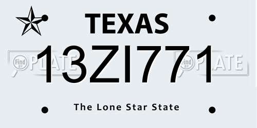13ZI771 Texas License Plate