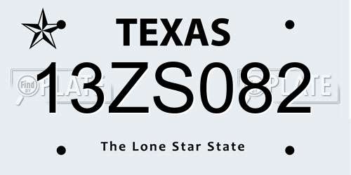 13ZS082 Texas License Plate