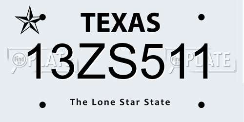 13ZS511 Texas License Plate