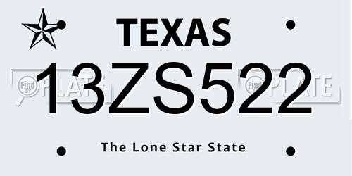 13ZS522 Texas License Plate