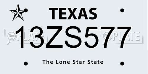 13ZS577 Texas License Plate