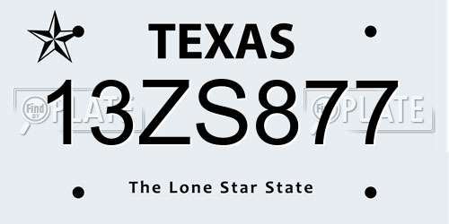 13ZS877 Texas License Plate