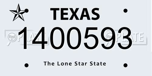1400593 Texas License Plate