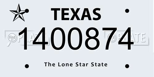 1400874 Texas License Plate