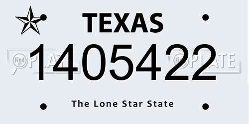 1405422 Texas License Plate