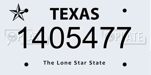 1405477 Texas License Plate