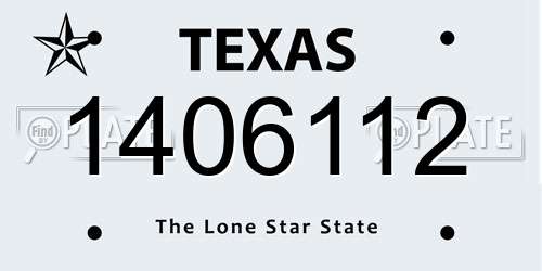 1406112 Texas License Plate
