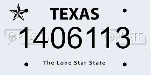 1406113 Texas License Plate