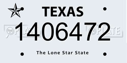 1406472 Texas License Plate