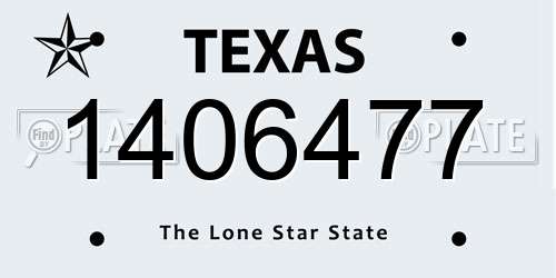 1406477 Texas License Plate
