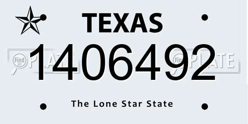 1406492 Texas License Plate
