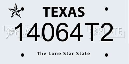 14064T2 Texas License Plate